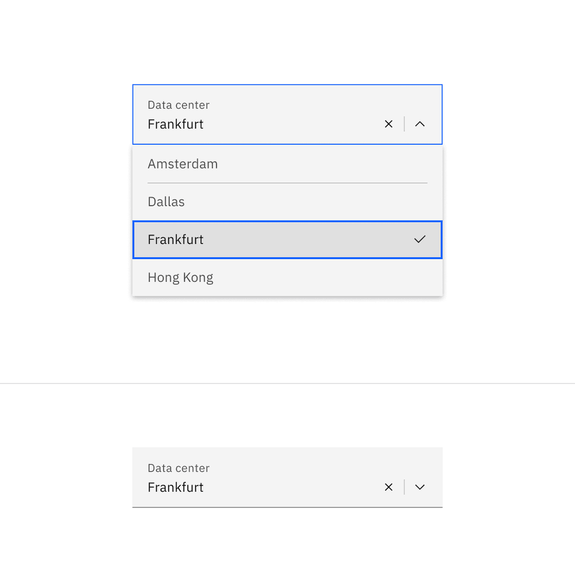 Fluid combo box selected state.